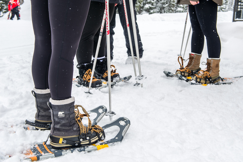 Snowshoes are available for rent at in the Village Centre Mall. 