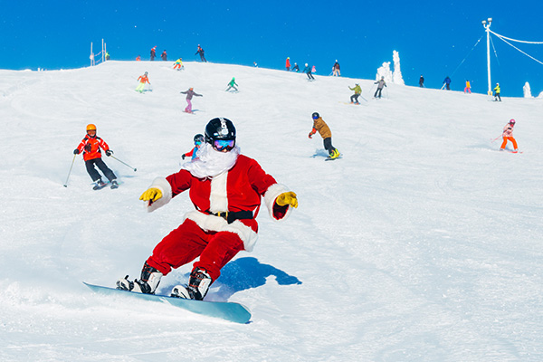 santa snowboarding