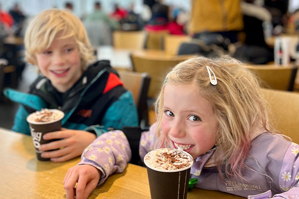 Kids hot chocolate indoors