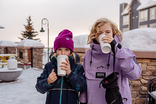 Kids hot chocolate outdoors