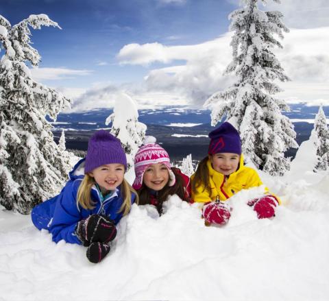 Girls in Snowbank