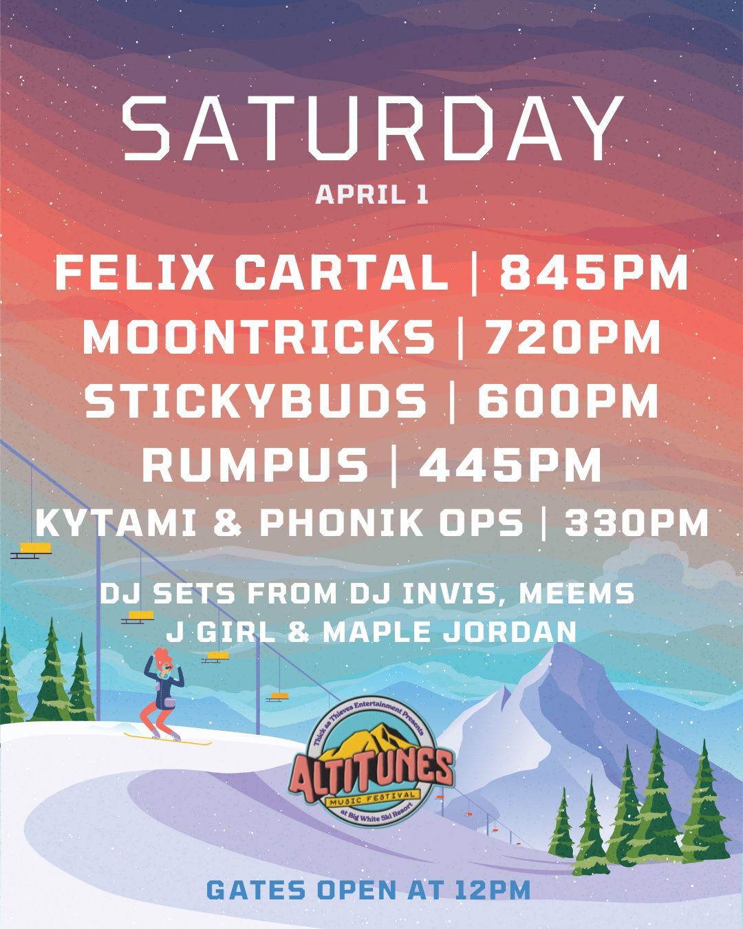 Saturday line-up