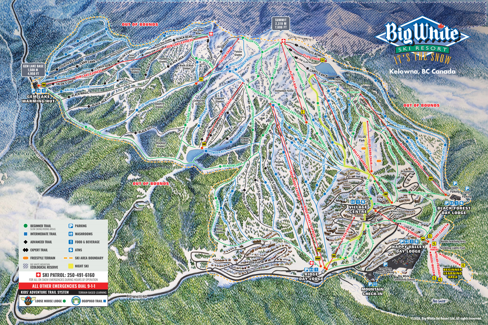 Big White Trail Map 2026/2027