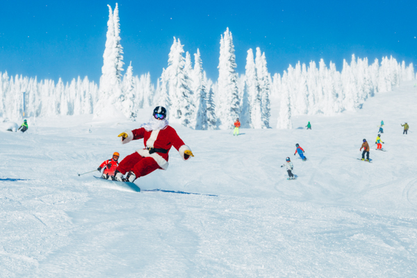 Santa snowboarding