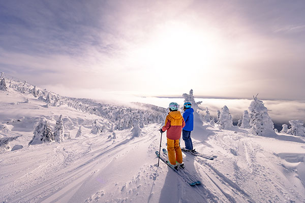 Scenic skiers