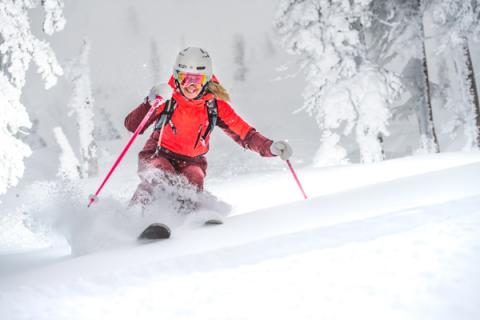 Skiing in powder